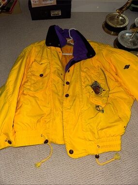 Bogner Yellow Men's Bomber Jacket with Purple Lining